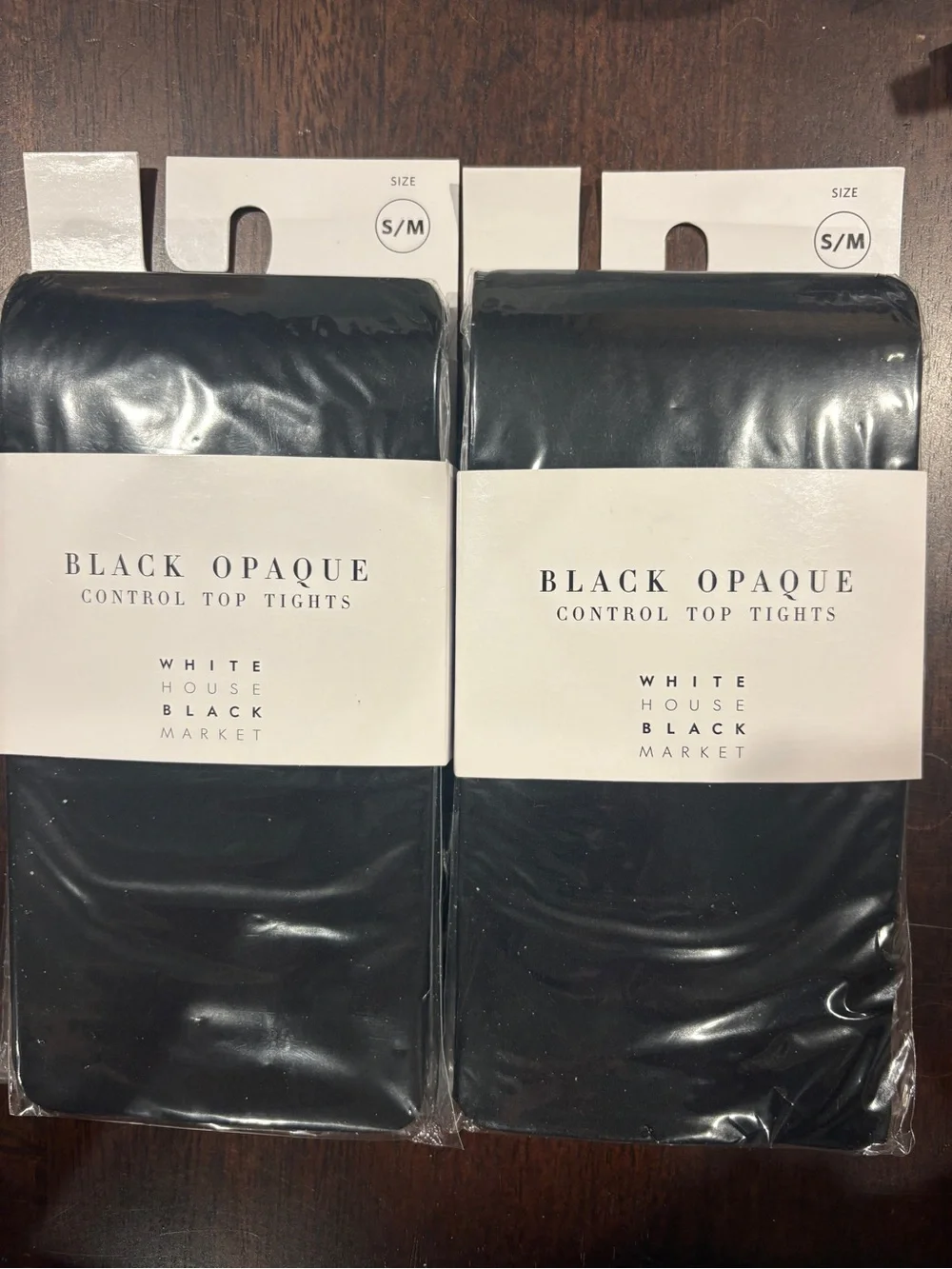 White House Black Market Black Opaque Control Top Tights - S/M (Pair)